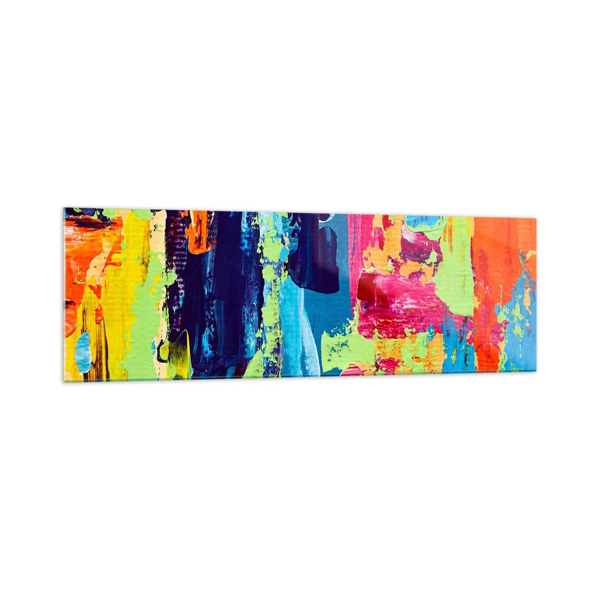 Impression sur verre - Image sur verre - Composition abstraite de couleurs sous une forme dynamique - 160x50cm - La vie est belle! - Décoration murale moderne pour le salon et la chambre ARTTOR