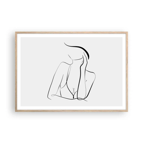 Affiche dans un chêne clair - Poster - Sur les vague d'un rêve - 100x70 cm