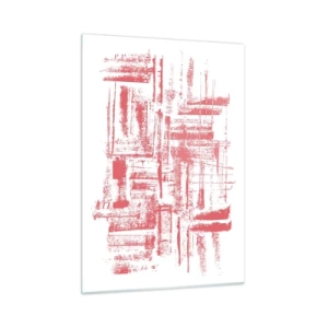 Impression sur verre - Image sur verre - Une composition abstraite en rouge ressemblant au contour de l'architecture urbaine. - 50x70cm - La ville rouge - Décoration murale moderne pour le salon et la chambre ARTTOR