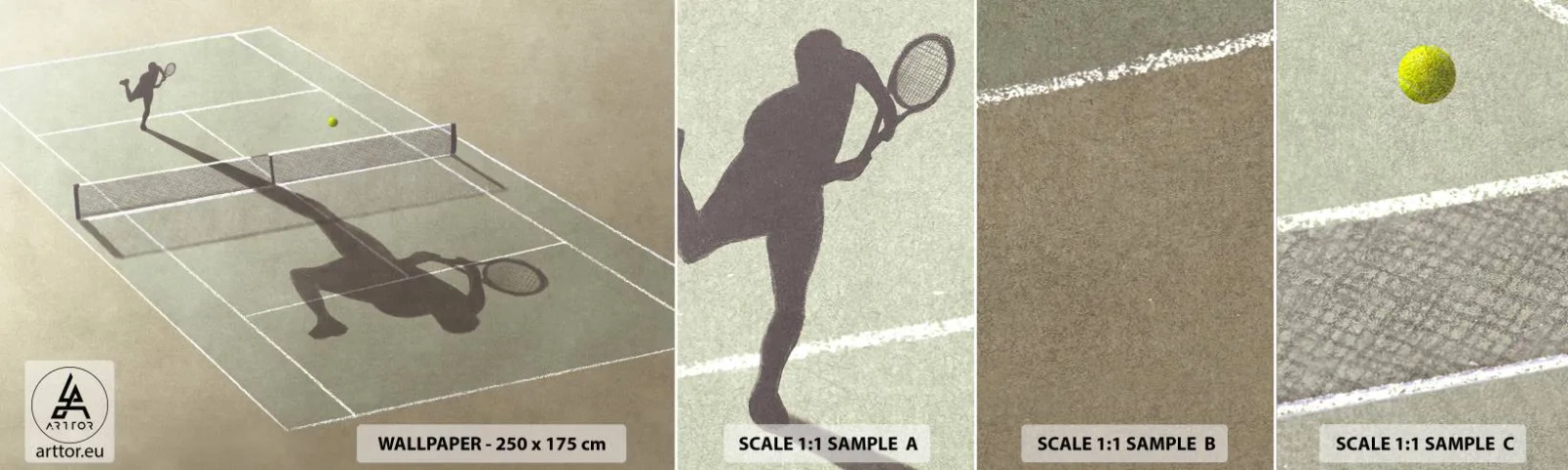 Échantillon De Papier Peint Standard Eco - Dépassement de soi - Tennis, Tribunaux, sport - 100x30 cm