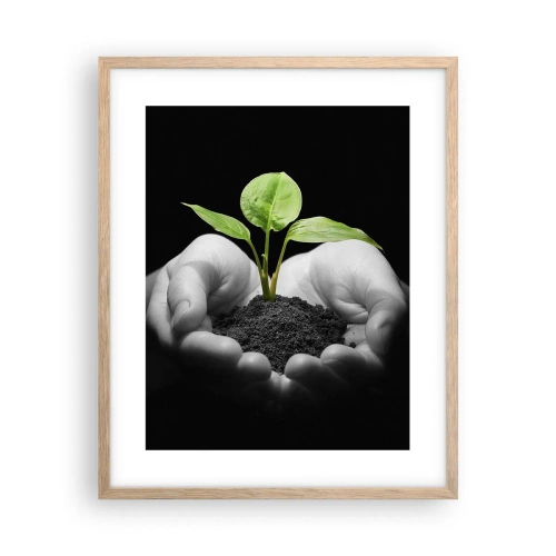 Affiche dans un chêne clair - Poster - J'aime la nature, je la protège - 40x50 cm