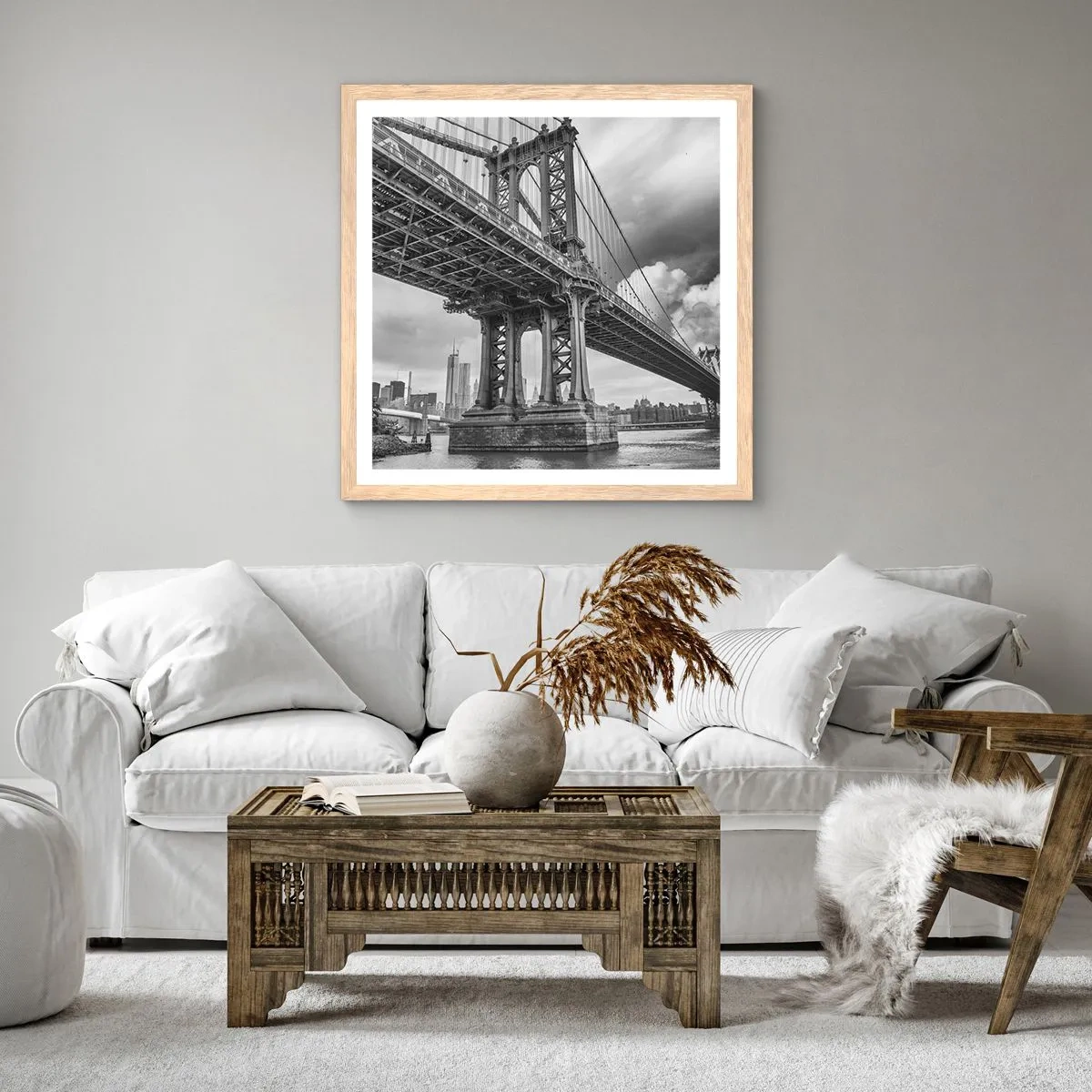 Affiche dans un chêne clair - Poster - Au coeur de la ville - 60x60 cm