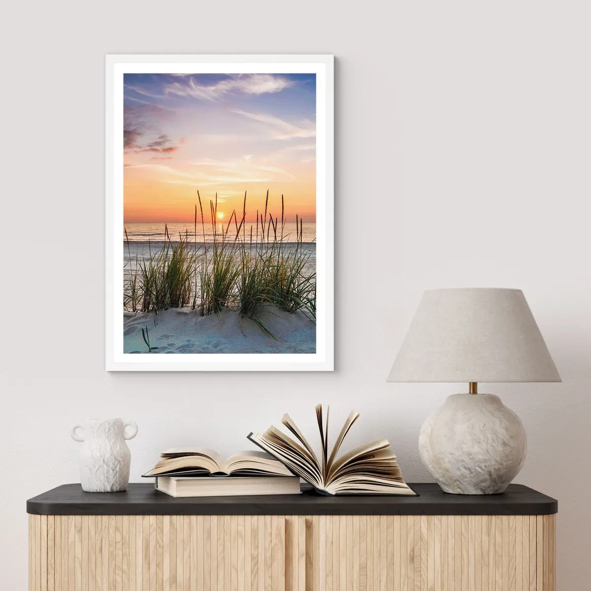 Affiche dans un cadre blanc - Poster - Regarde, pense, ressent - 70x100 cm