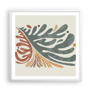 Affiche dans un cadre blanc - Poster - Feuille multicolore - 60x60 cm