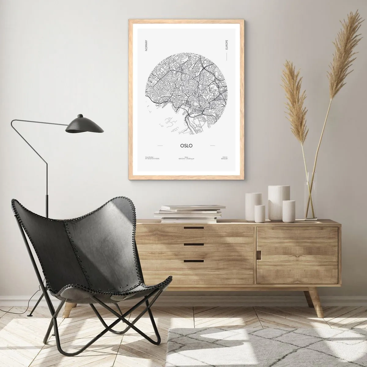 Affiche dans un chêne clair - Poster - Anatomie d’Oslo - 50x70 cm