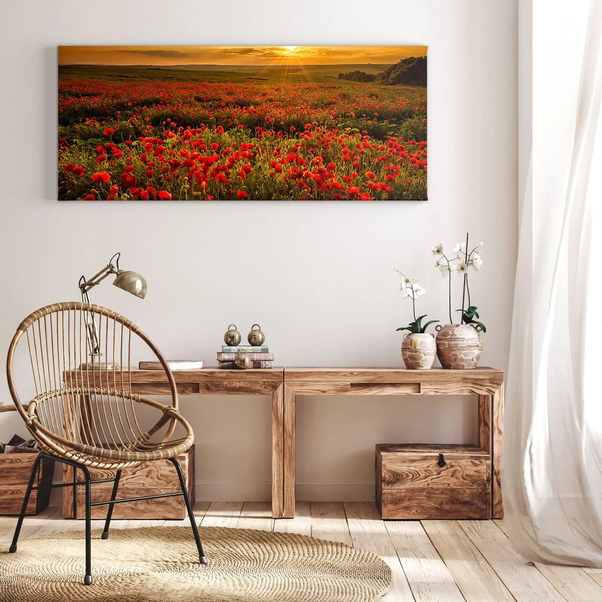 Impression sur toile - Image sur toile - Parmi les vagues des prairies bruissantes, parmi les fleurs du déluge - 90x30 cm