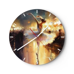 Horloge murale - Pendule murale - Une danseuse en robe blanche capturée dans un mouvement dynamique - 30x30cm - Miracle dans la rue - Décoration murale moderne pour le salon, la cuisine et la chambre ARTTOR