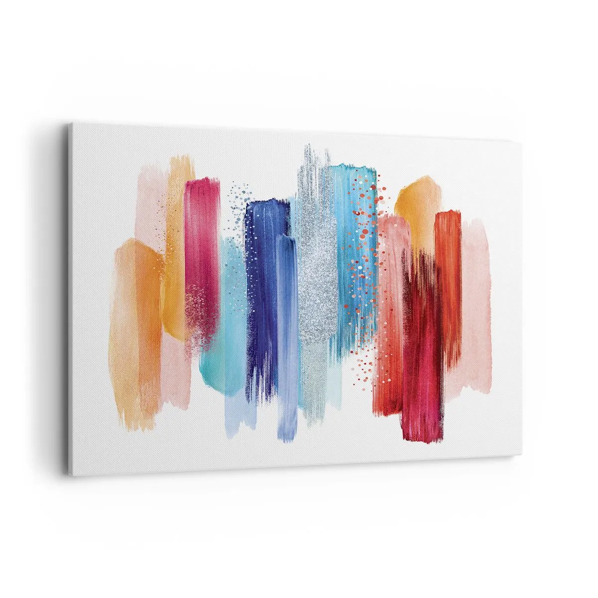 Impression sur toile - Image sur toile - Coups de pinceau colorés sur fond blanc - 120x80cm - En haut et en bas - Décoration murale moderne pour le salon et la chambre ARTTOR