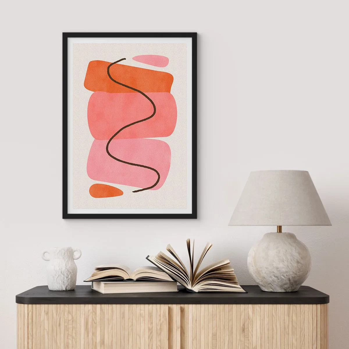 Affiche dans un cadre noir - Poster - Composition abstraite de formes géométriques - 50x70cm - mouvement doux des formes - Décoration murale moderne pour le salon et la chambre ARTTOR