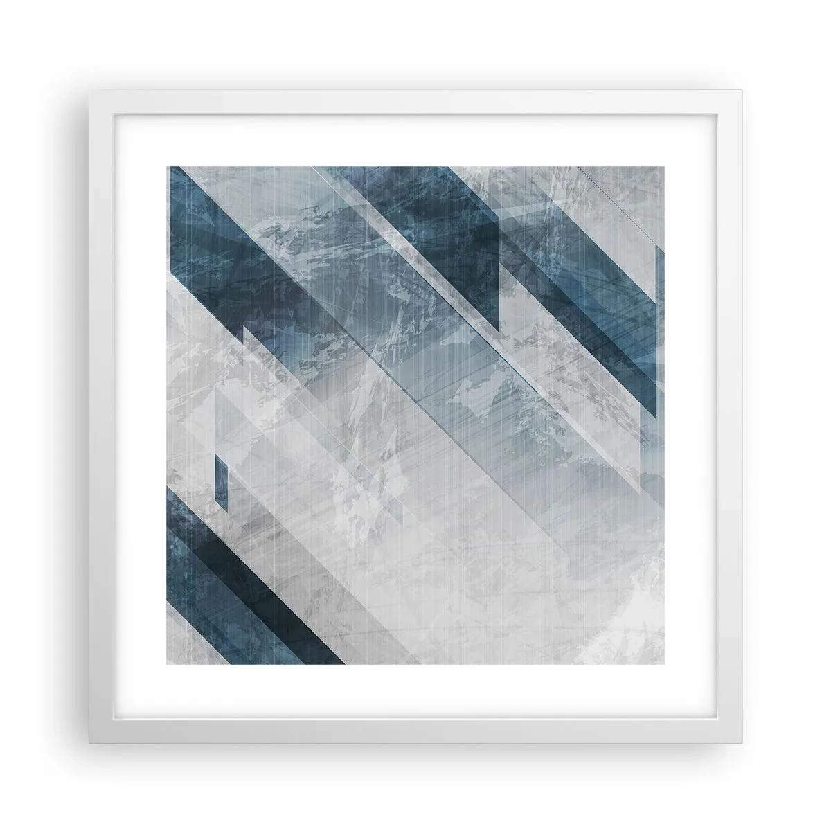 Affiche dans un cadre blanc - Poster - Composition spatiale - mouvement gris - 40x40 cm