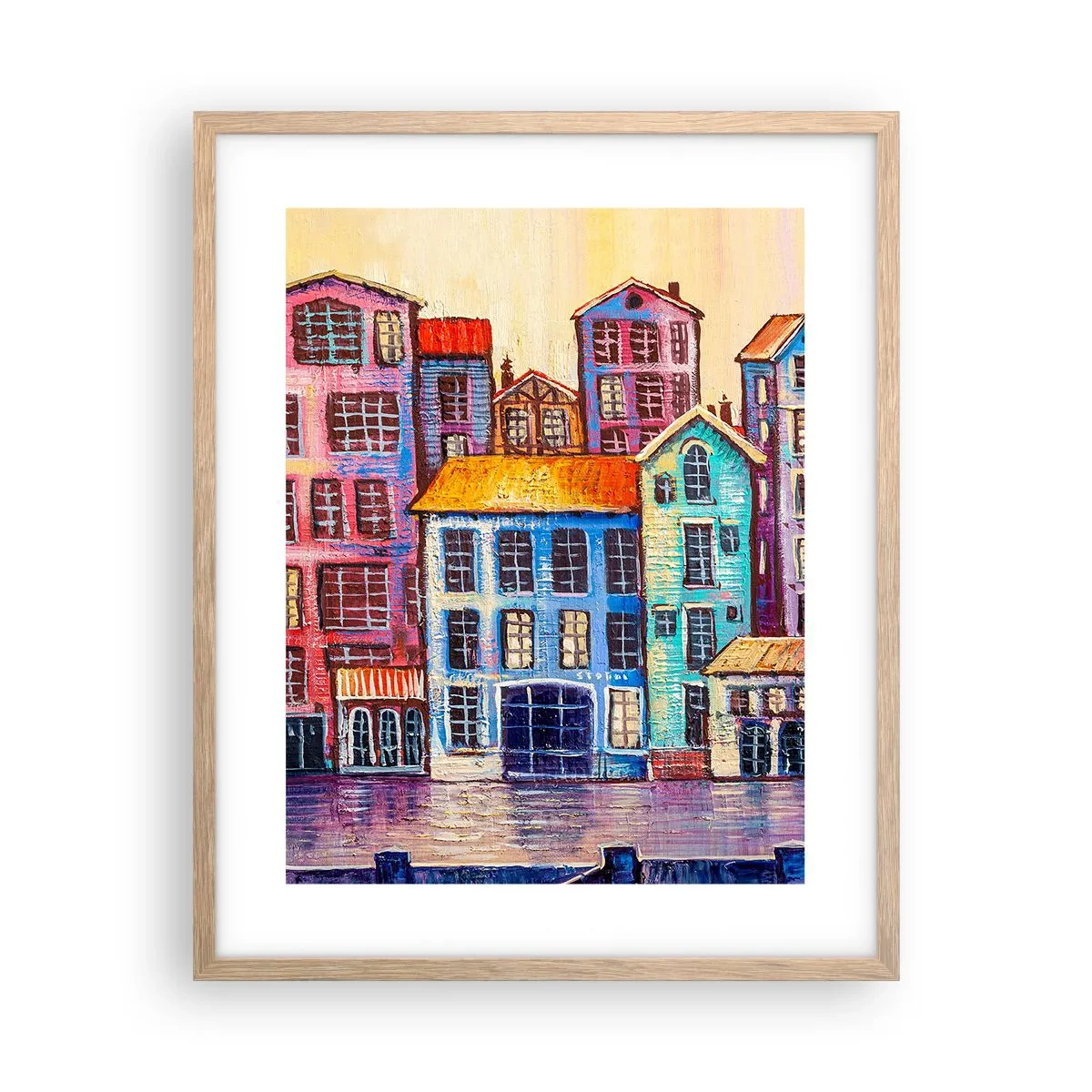 Affiche dans un chêne clair - Poster - Une ville comme dans un conte de fées - 40x50 cm