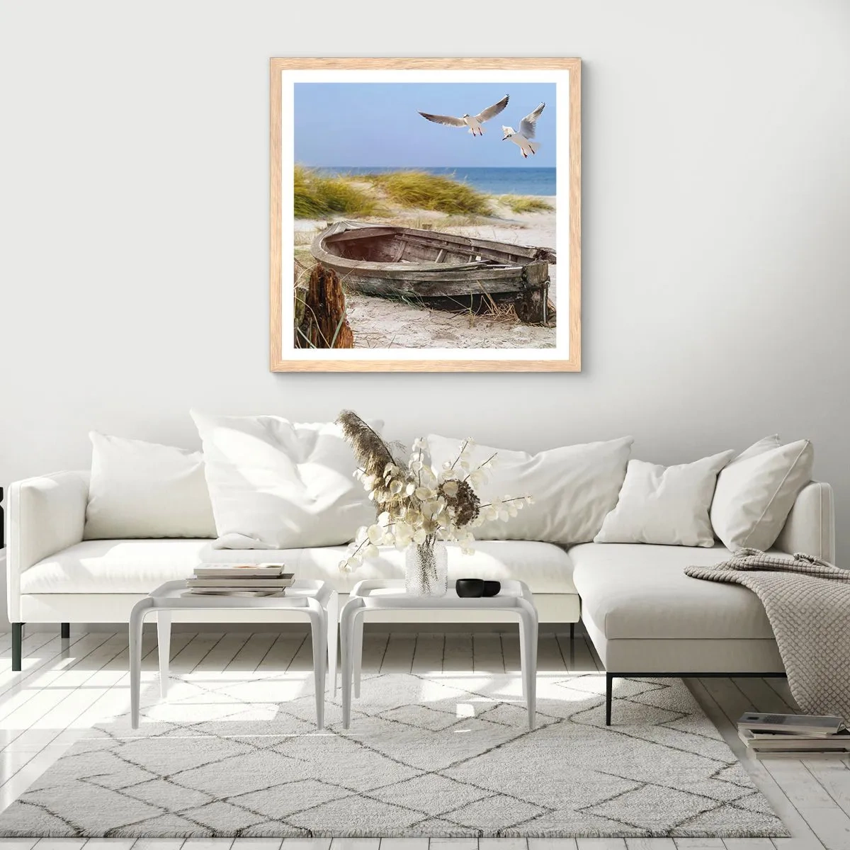 Affiche dans un chêne clair - Poster - Bain de vent - 50x50 cm