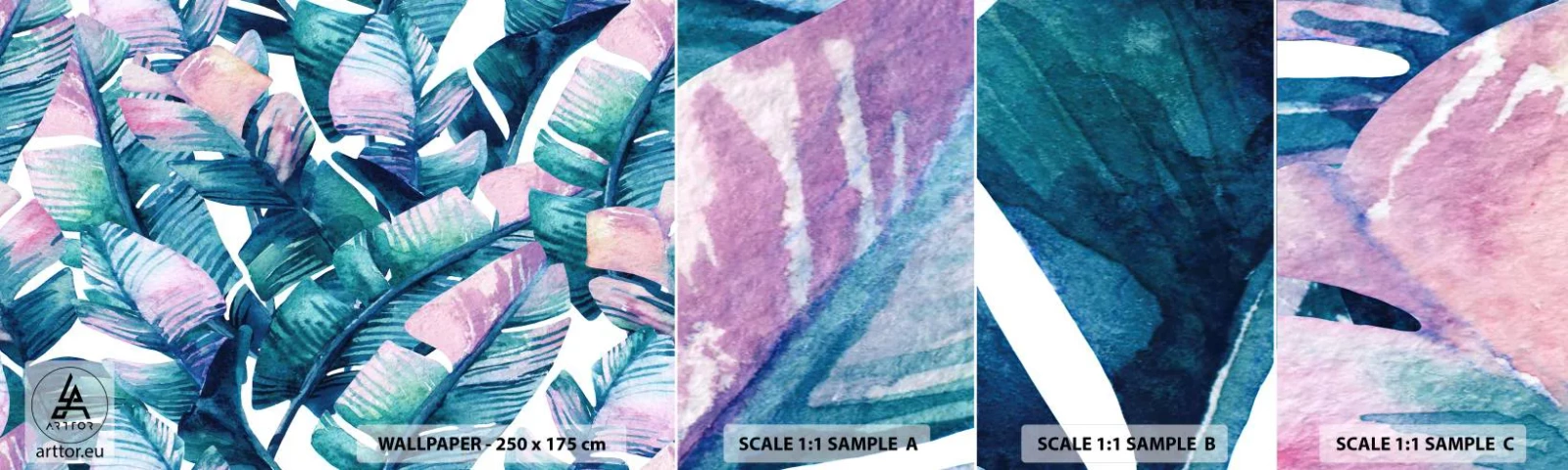 Échantillon De Papier Peint Standard Eco - Dans une bananeraie - Abstraction, Feuilles, Morceau - 100x30 cm