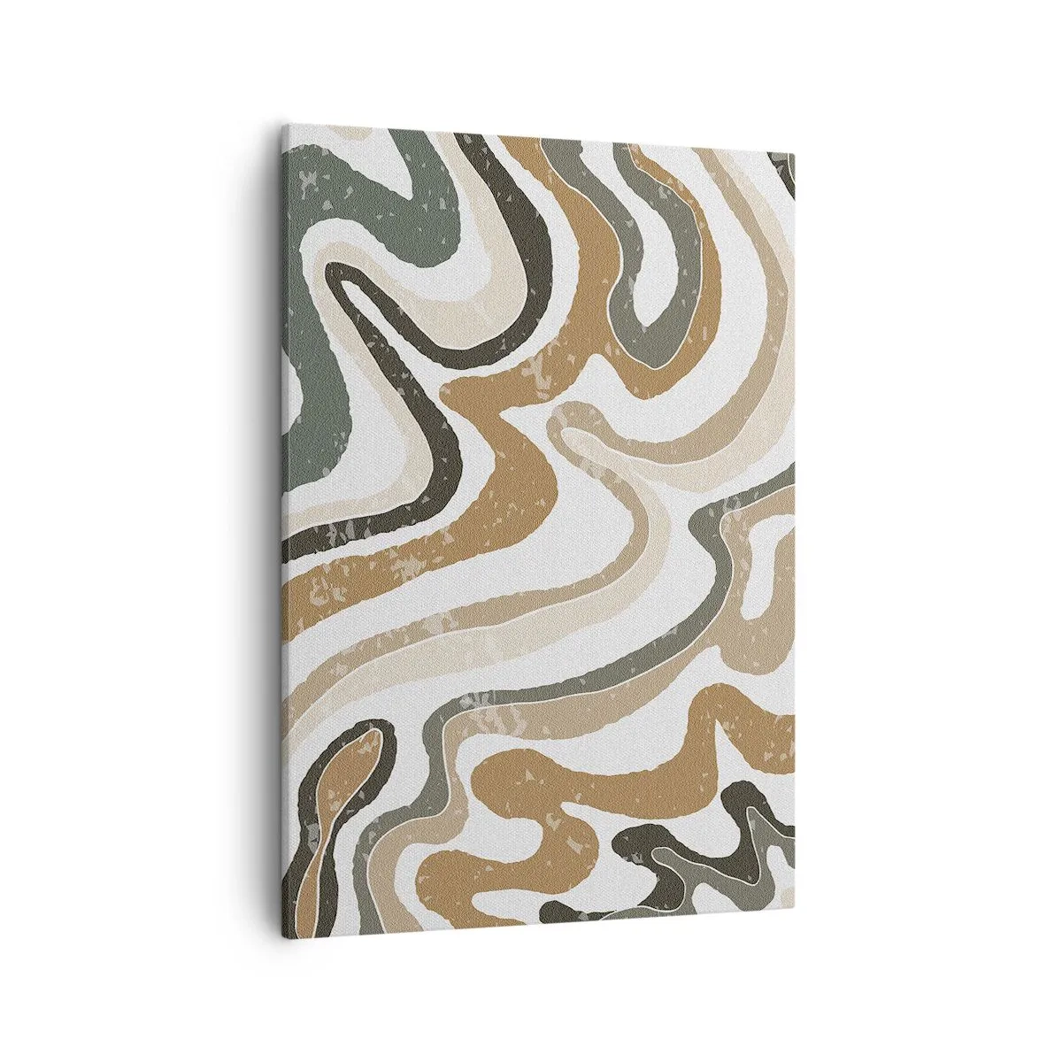 Impression sur toile - Image sur toile - Motifs terreux dans des tons de marron et de vert - 50x70cm - Méandres de couleurs de la terre - Décoration murale moderne pour le salon et la chambre ARTTOR