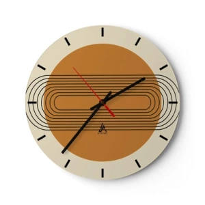 Horloge murale - Pendule murale - Composition géométrique dans les tons beige et orange - 30x30cm - Plan idéal - Décoration murale moderne pour le salon, la cuisine et la chambre ARTTOR