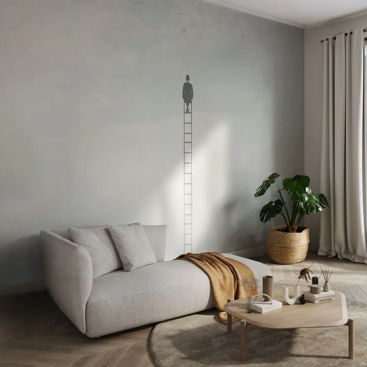 Papier Peint Photo Premium Canvas - Se soulever au-dessus - Abstraction, Homme, Morceau - 400x280 cm