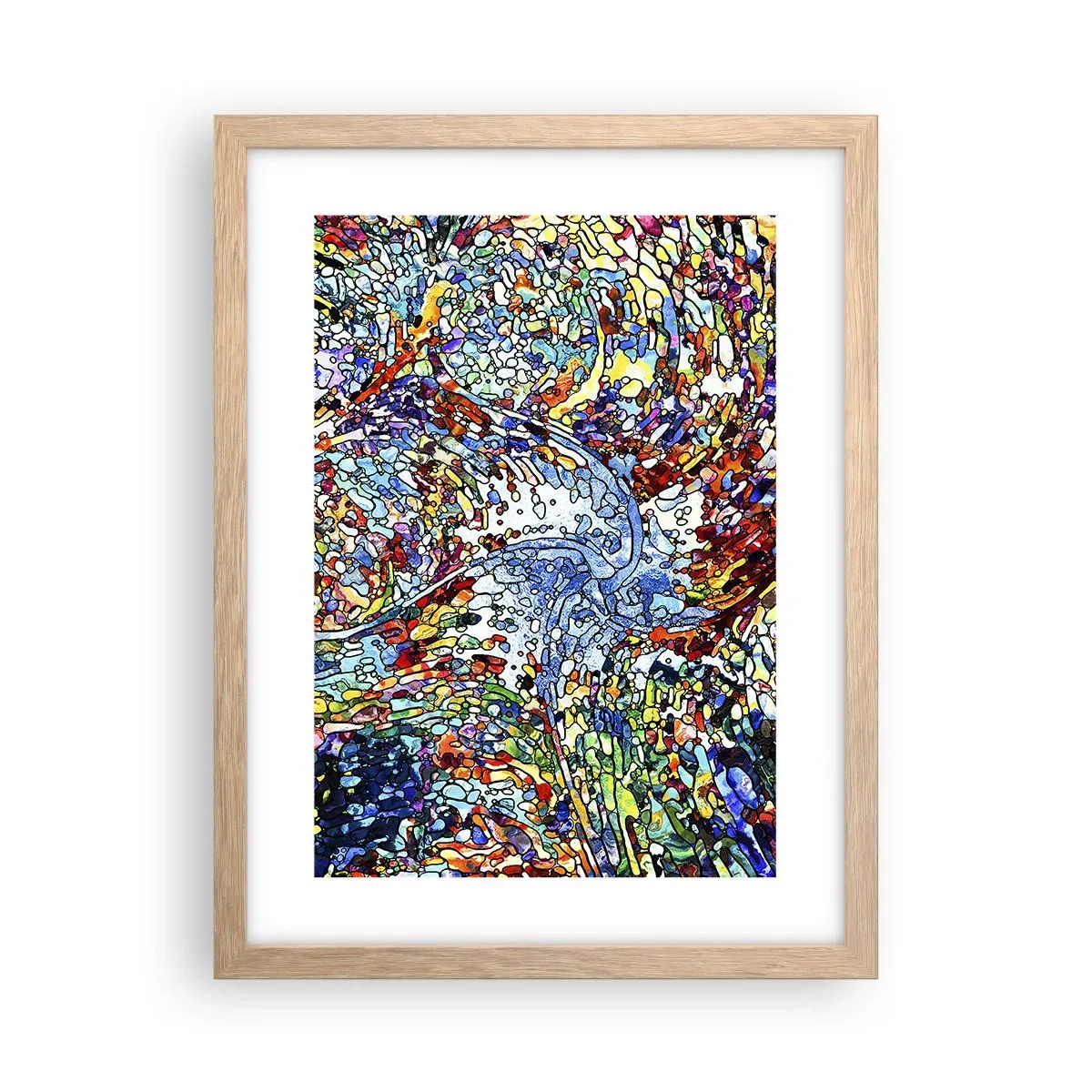Affiche dans un chêne clair - Poster - Goutte de vitrail - 30x40 cm