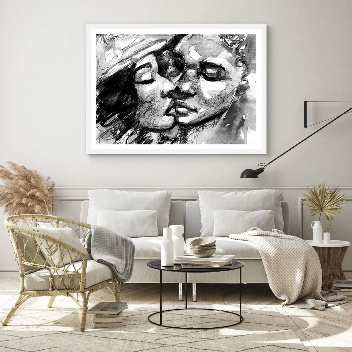 Affiche dans un cadre blanc - Poster - Un moment tendre - 70x50 cm