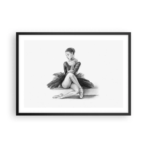 Affiche dans un cadre noir - Poster - Un croquis d'une ballerine dans un style subtil et classique - 70x50cm - Envoutée par la danse - Décoration murale moderne pour le salon et la chambre ARTTOR