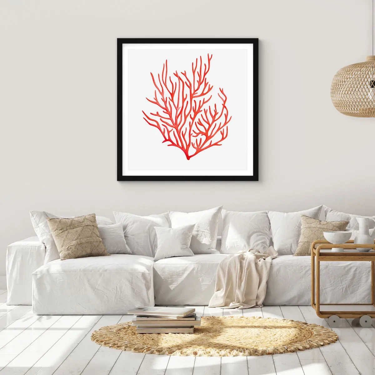 Affiche dans un cadre noir - Poster - Filigrane de corail - 40x40 cm