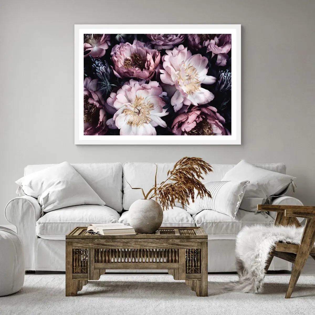 Affiche dans un cadre blanc - Poster - Bouquet à l'ancienne - 91x61 cm