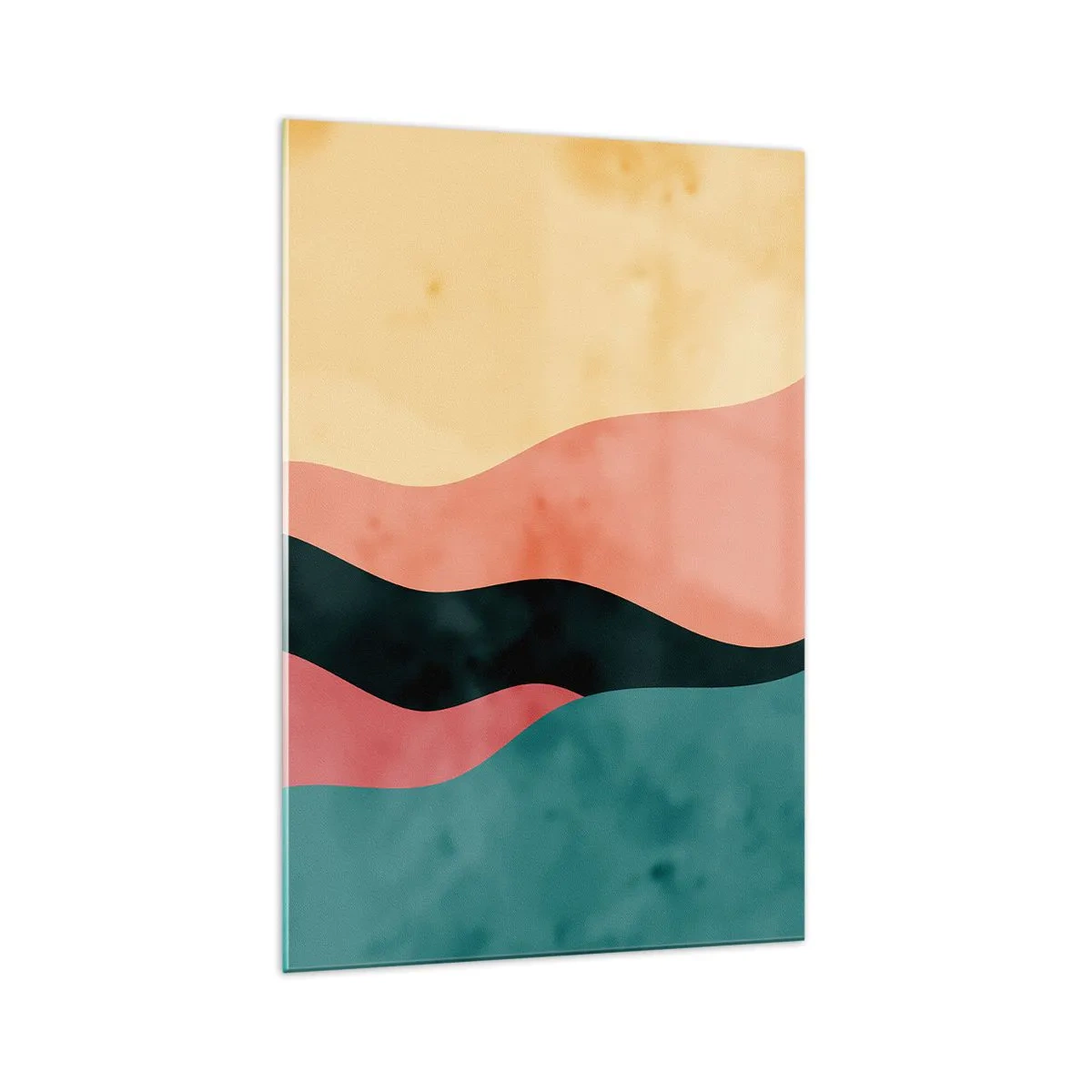 Impression sur verre - Image sur verre - Vagues abstraites aux couleurs pastel - 70x100cm - Conformité non-conforme - Décoration murale moderne pour le salon et la chambre ARTTOR