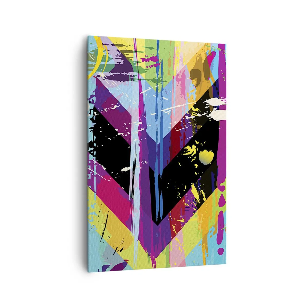 Impression sur toile - Image sur toile - Motif abstrait avec des formes géométriques colorées - 80x120cm - De haut en bas - Décoration murale moderne pour le salon et la chambre ARTTOR