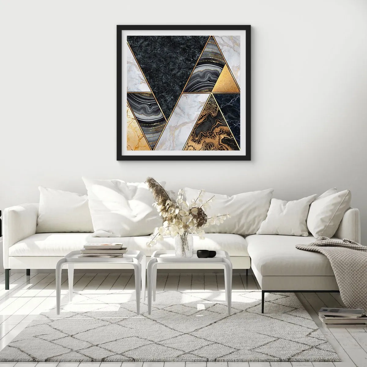 Affiche dans un cadre noir - Poster - Pierre après pierre - 60x60 cm