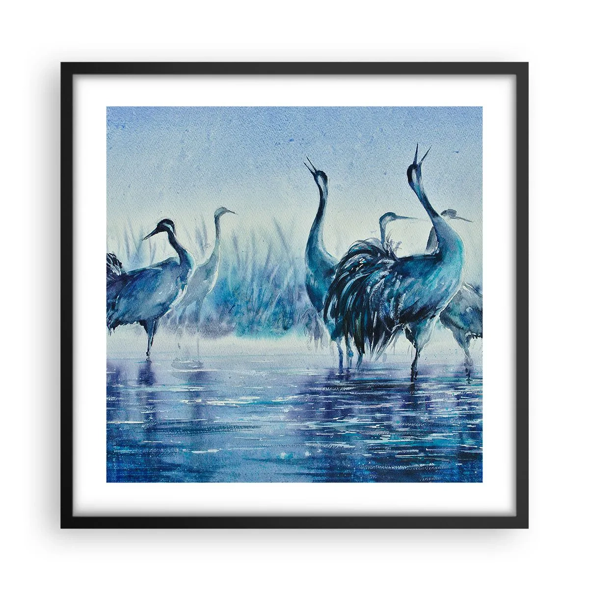 Affiche dans un cadre noir - Poster - Réunion matinale - 50x50 cm