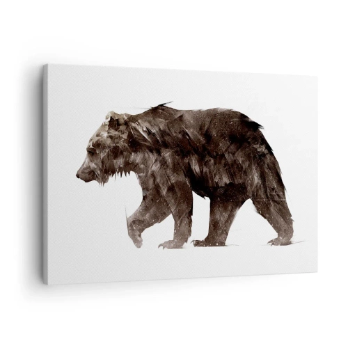 Impression sur toile - Image sur toile - Silhouette artistique d'un ours - 70x50cm - Je porte toujours de la vraie fourrure ! - Décoration murale moderne pour le salon et la chambre ARTTOR