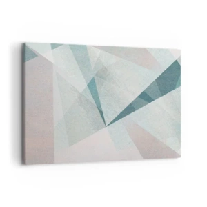 Impression sur toile - Image sur toile - Formes géométriques dans des tons pastel de bleu et de gris - 100x70cm - Calme bien que dynamique - Décoration murale moderne pour le salon et la chambre ARTTOR