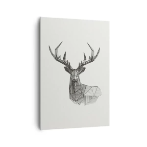 Impression sur toile - Image sur toile - Image géométrique d'un cerf dans un style minimaliste en noir et blanc - 70x100cm - Cerf dans un style cubique - Décoration murale moderne pour le salon et la chambre ARTTOR