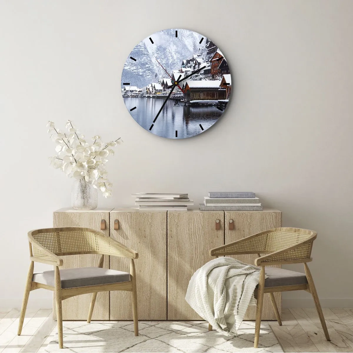 Horloge murale - Pendule murale - En décoration hivernale - 40x40 cm