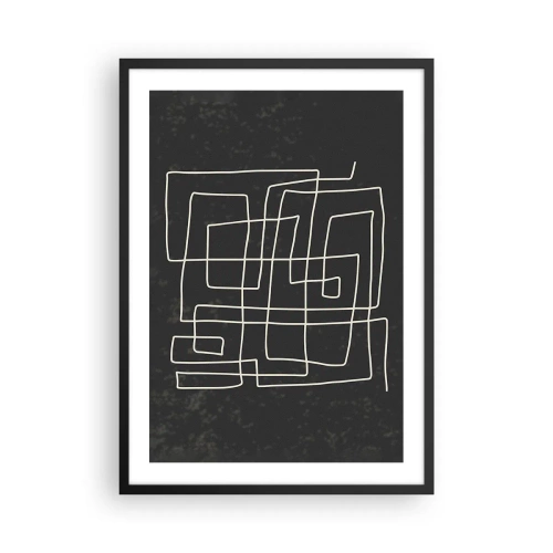 Affiche dans un cadre noir - Poster - Abstraction géométrique sur fond noir - 50x70cm - Pas aussi simple - Décoration murale moderne pour le salon et la chambre ARTTOR