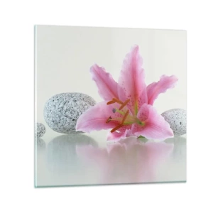 Impression sur verre - Image sur verre - Étude de rose, gris et blanc - 40x40 cm