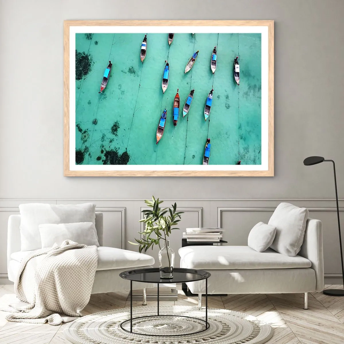 Affiche dans un chêne clair - Poster - Dans une attente jouyeuse - 100x70 cm