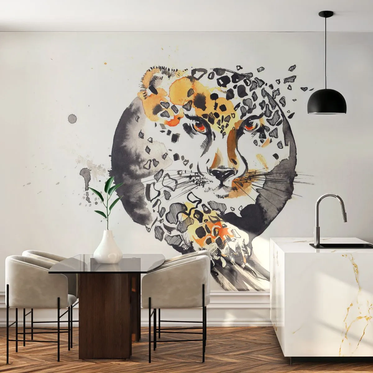Papier Peint Autocollant Deluxe Sticker - Drapieżna uroda - Animaux, Panthère, Nature - 250x175 cm