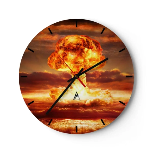Horloge murale - Pendule murale - Une explosion dans des tons orange contre le ciel - 30x30cm - Et la fin viendra - Décoration murale moderne pour le salon, la cuisine et la chambre ARTTOR