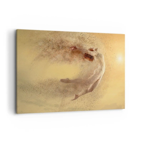 Impression sur toile - Image sur toile - Une figure en mouvement dynamique avec un effet de désintégration - 120x80cm - Dans le ravissement de la danse - Décoration murale moderne pour le salon et la chambre ARTTOR