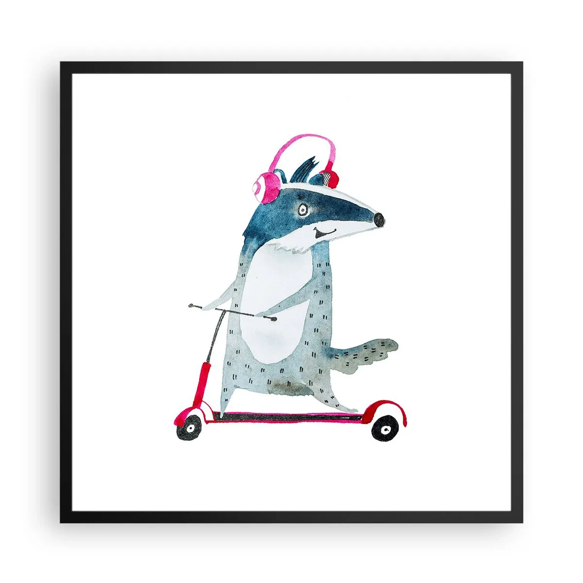 Affiche dans un cadre noir - Poster - La joie du blaireau - 60x60 cm