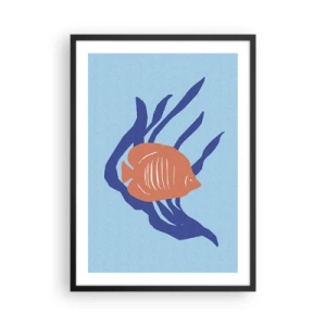 Affiche dans un cadre noir - Poster - Poissons tropicaux parmi les plantes marines - 50x70cm - Habitant des eaux coralliennes - Décoration murale moderne pour le salon et la chambre ARTTOR