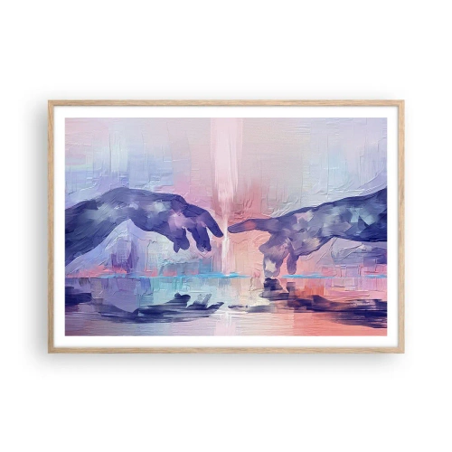 Affiche dans un chêne clair - Poster - Divine étincelle de vie - 100x70 cm