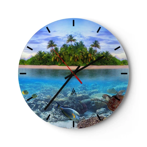 Horloge murale - Pendule murale - L'île céleste vous invite - 40x40 cm
