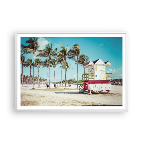 Affiche dans un cadre blanc - Poster - Une belle journée devant toi - 100x70 cm