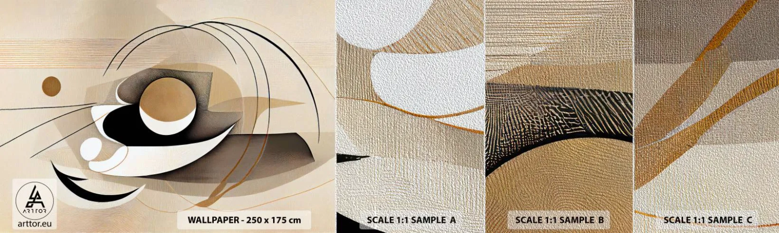 Échantillon de Papier Peint Premium Sand - Composition : l'essence des choses - Abstraction, Moderne, Morceau - 100x30 cm