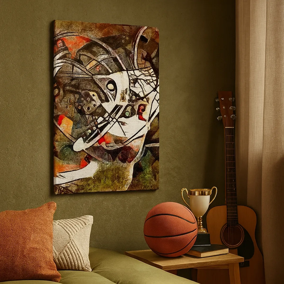 Impression sur toile - Image sur toile - Abstraction expressive dans des tons sombres avec des lignes dynamiques. - 50x70cm - Vous entendez le mouvement ? - Décoration murale moderne pour le salon et la chambre ARTTOR