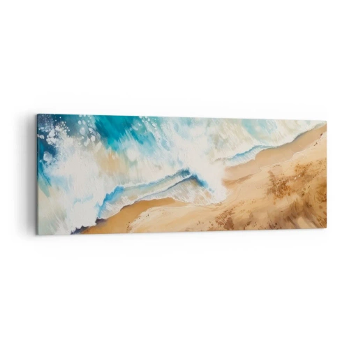 Impression sur toile - Image sur toile - Une vague de mer s'écrasant contre le rivage sablonneux - 140x50cm - La vague qui revient - Décoration murale moderne pour le salon et la chambre ARTTOR