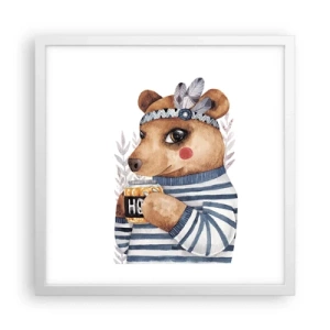 Affiche dans un cadre blanc - Poster - Un nounours trop mignon - 40x40 cm