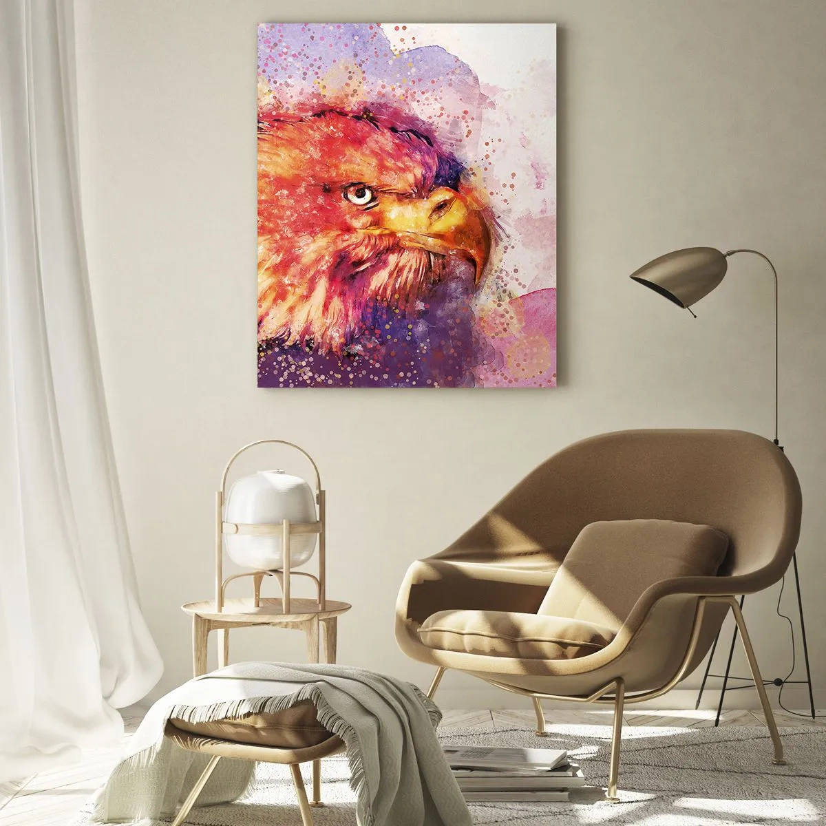 Impression sur verre - Image sur verre - Portrait d'un aigle aux couleurs aquarelles artistiques - 80x120cm - Tu ne veux pas savoir à quoi je pense - Décoration murale moderne pour le salon et la chambre ARTTOR