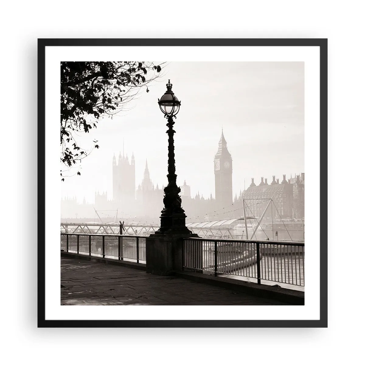 Affiche dans un cadre noir - Poster - Un matin londonien - 60x60 cm